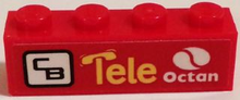 Part 3010pb184R - Brick 1 x 4 with Octan Logo, 'Tele', and 'CB' Pattern Model Right Side (Sticker) - Set 60084 - De BrickPlaats