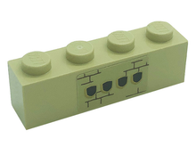 Part 3010pb320 - Brick 1 x 4 with Shields and Bricks Pattern (Sticker) - Set 71043 - De BrickPlaats