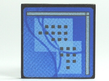 Part 30258pb018 - Road Sign 2 x 2 Square with Clip with Curved Blue Lines and Small Black Squares Pattern (Computer Screen) - De BrickPlaats