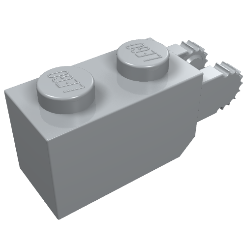 Part 30365 - Hinge Brick 1 x 2 Locking with 2 Fingers Vertical End, 9 Teeth - De BrickPlaats