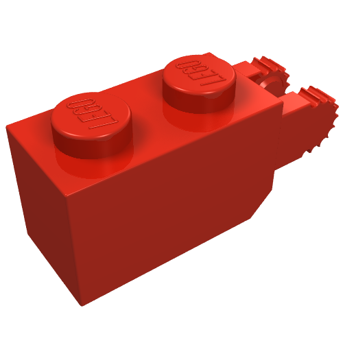 Part 30365 - Hinge Brick 1 x 2 Locking with 2 Fingers Vertical End, 9 Teeth - De BrickPlaats