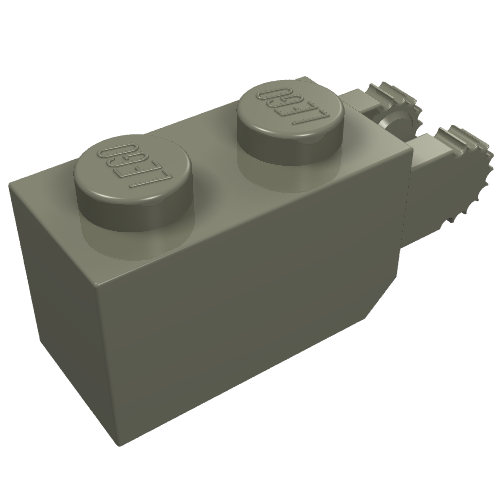 Part 30365 - Hinge Brick 1 x 2 Locking with 2 Fingers Vertical End, 9 Teeth - De BrickPlaats
