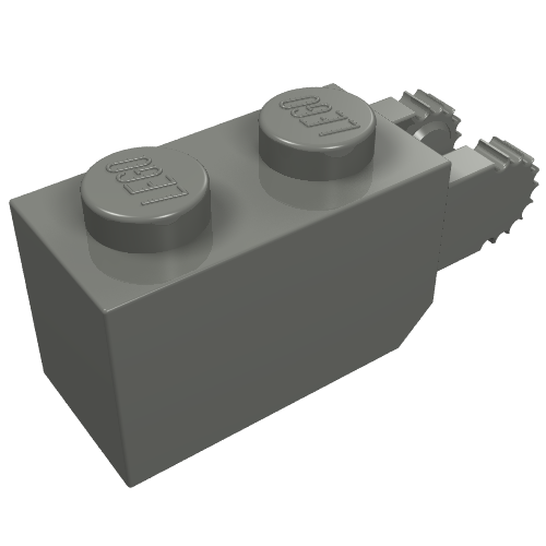 Part 30365 - Hinge Brick 1 x 2 Locking with 2 Fingers Vertical End, 9 Teeth - De BrickPlaats