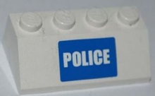Part 3037pb020 - Slope 45 2 x 4 with White 'POLICE' on Blue Background Narrow Pattern (Sticker) - Set 7285 - De BrickPlaats