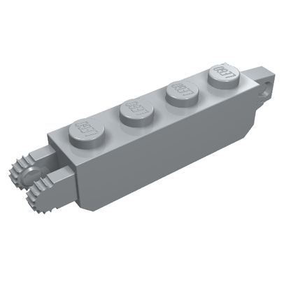 Part 30387 - Hinge Brick 1 x 4 Locking with 1 Finger Vertical End and 2 Fingers Vertical End, 9 Teeth - De BrickPlaats