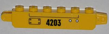 Part 30388pb007R - Hinge Brick 1 x 6 Locking, 9 Teeth with Panel, Black '4203', and Rivets Pattern Model Right Side (Sticker) - Set 4203 - De BrickPlaats