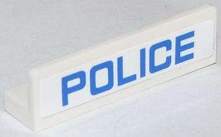 Part 30413pb040 - Panel 1 x 4 x 1 with Blue 'POLICE' Thin Narrow Font Pattern (Sticker) - Set 60042 - De BrickPlaats