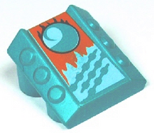 Part 30603pb15 - Brick, Modified 2 x 2 No Studs, Sloped with 6 Side Pistons Raised and Loopin Pattern - De BrickPlaats