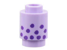 Part 3062pb073 - Brick, Round 1 x 1 with Dark Purple Spots Pattern - De BrickPlaats
