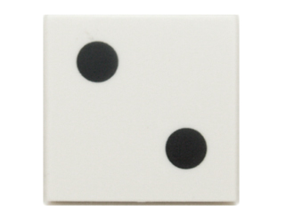Part 3068pb0192 - Tile 2 x 2 with 2 Black Dots Pattern - De BrickPlaats