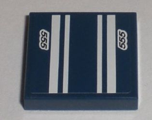 Part 3068pb0298 - Tile 2 x 2 with White Stripes and '555' Pattern (Sticker) - Set 8194 - De BrickPlaats