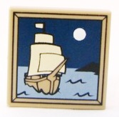 Part 3068pb0408 - Tile 2 x 2 with Sailing Ship and Moon Pattern - De BrickPlaats