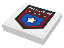 Part 3068pb0477 - Tile 2 x 2 with Police White Star Badge and 'POLICE' Pattern (Sticker) - Set 8301 - De BrickPlaats