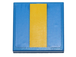 Part 3068pb0684 - Tile 2 x 2 with Yellow Stripe Pattern (Sticker) - Set 40192 - De BrickPlaats