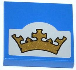 Part 3068pb0789 - Tile 2 x 2 with Gold Crown on Light Bluish Gray Background Pattern (Sticker) - Set 70404 - De BrickPlaats