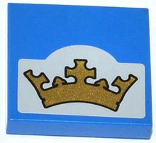 Part 3068pb0789 - Tile 2 x 2 with Gold Crown on Light Bluish Gray Background Pattern (Sticker) - Set 70404 - De BrickPlaats