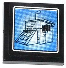Part 3068pb0845 - Tile 2 x 2 with Shed with Basement on Surveillance Screen Pattern (Sticker) - Set 60044 - De BrickPlaats