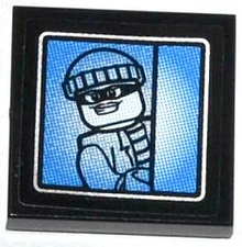 Part 3068pb0847 - Tile 2 x 2 with Bandit Minifigure on Surveillance Screen Pattern (Sticker) - Set 60044 - De BrickPlaats