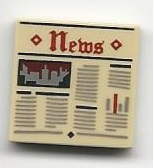 Part 3068pb0951 - Tile 2 x 2 with Newspaper 'News' Pattern - De BrickPlaats