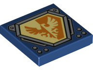 Part 3068pb1077 - Tile 2 x 2 with Bright Light Yellow and Orange Falcon on Hexagonal Shield with Silver Border Pattern - De BrickPlaats