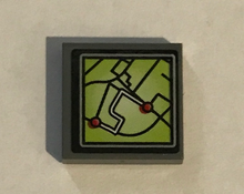 Part 3068pb1326 - Tile 2 x 2 with Lime GPS Map Screen with 2 Red Dots Pattern (Sticker) - Set 60139 - De BrickPlaats
