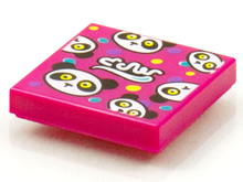Part 3068pb1536 - Tile 2 x 2 with BeatBit Album Cover - Pandas and Polka Dots Pattern - De BrickPlaats