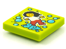 Part 3068pb1560 - Tile 2 x 2 with BeatBit Album Cover - Dancing Girl and Medium Azure Bubbles Pattern - De BrickPlaats