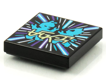 Part 3068pb1563 - Tile 2 x 2 with BeatBit Album Cover - Bright Light Blue Alien Dancers Pattern - De BrickPlaats