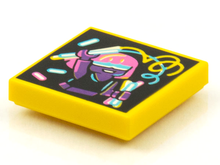 Part 3068pb1564 - Tile 2 x 2 with BeatBit Album Cover - Dark Purple Girl with Glowsticks Pattern - De BrickPlaats