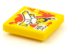 Part 3068pb1568 - Tile 2 x 2 with BeatBit Album Cover - High Karate Kick and Red Dragon Pattern - De BrickPlaats