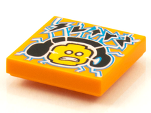 Part 3068pb1598 - Tile 2 x 2 with BeatBit Album Cover - Minifigure Head with Headphones and Lightning Bolts Electricity Pattern - De BrickPlaats