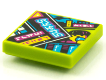 Part 3068pb1600 - Tile 2 x 2 with BeatBit Album Cover - Stack of Magazines with Figure Head and Microphone Pattern - De BrickPlaats