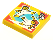 Part 3068pb1632 - Tile 2 x 2 with BeatBit Album Cover - Two Minifigures Dancing Capoeira Pattern - De BrickPlaats