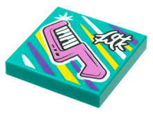 Part 3068pb1641 - Tile 2 x 2 with BeatBit Album Cover - Keytar Pattern - De BrickPlaats