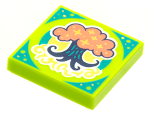 Part 3068pb1776 - Tile 2 x 2 with BeatBit Album Cover - Coral and Dark Blue Tree Pattern - De BrickPlaats