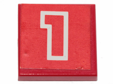 Part 3068pb2427 - Tile 2 x 2 with Number 1 Red with White Outline on Red Background Pattern (Sticker) - Set 6382 - De BrickPlaats