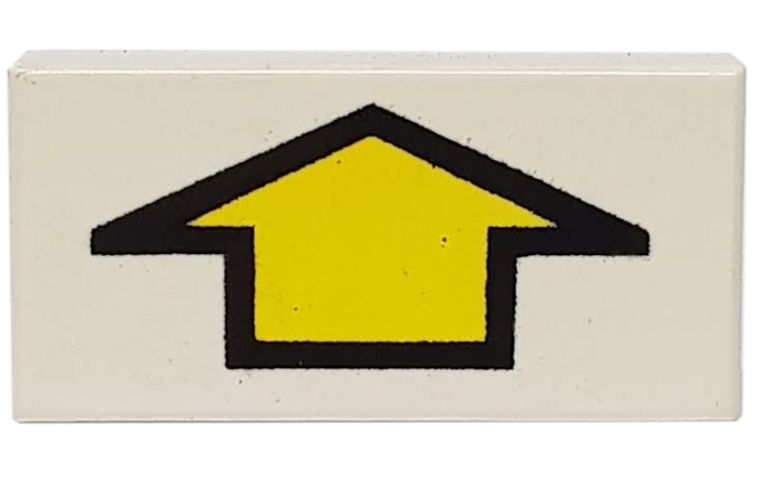 Part 3069p13 - Tile 1 x 2 with Arrow Short Yellow with Black Border Pattern - De BrickPlaats