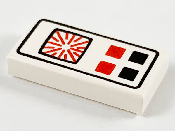 Part 3069p25 - Tile 1 x 2 with Red and Black Buttons Computer Pattern - De BrickPlaats