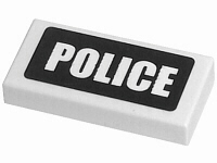 Part 3069pb0080 - Tile 1 x 2 with White 'POLICE' on Black Background Pattern (Sticker) - Sets 7235 / 7236 / 7237 - De BrickPlaats