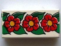 Part 3069pb0100 - Tile 1 x 2 with Scala Flower Pattern - De BrickPlaats