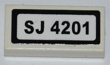 Part 3069pb0240 - Tile 1 x 2 with 'SJ 4201' Pattern (Sticker) - Set 4201 - De BrickPlaats