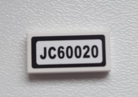 Part 3069pb0286 - Tile 1 x 2 with 'JC60020' Pattern (Sticker) - Set 60020 - De BrickPlaats