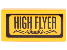Part 3069pb0548 - Tile 1 x 2 with Black Border, Scrollwork and 'HIGH FLYER' Pattern (Sticker) - Set 70911 - De BrickPlaats