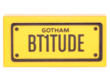 Part 3069pb0566 - Tile 1 x 2 with Black 'GOTHAM' and 'BT1TUDE' Pattern (Sticker) - Set 70905 - De BrickPlaats