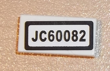 Part 3069pb0687 - Tile 1 x 2 with 'JC60082' Pattern (Sticker) - Set 60082 - De BrickPlaats