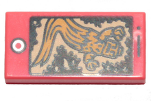 Part 3069pb0723 - Tile 1 x 2 with Cell Phone / Smartphone and Bright Light Orange Ghost Pattern - De BrickPlaats