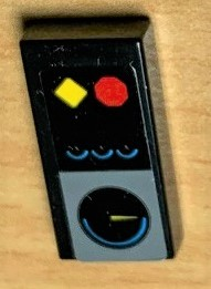 Part 3069pb0838 - Tile 1 x 2 with Gauges and Red and Yellow Buttons Pattern (Sticker) - Set 42078 - De BrickPlaats