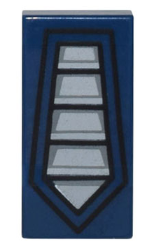 Part 3069pb1082 - Tile 1 x 2 with Black Pentagonal Outline and Silver Vents Pattern - De BrickPlaats
