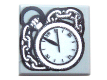Part 3070pb075 - Tile 1 x 1 with Pocket Watch and Chain Pattern - De BrickPlaats