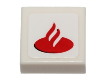Part 3070pb088 - Tile 1 x 1 with Santander Logo Pattern (Sticker) - Set 40190 - De BrickPlaats